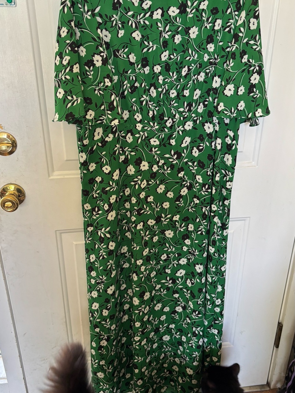 Who What Wear x Target Green Floral Maxi Dress with White & Black Accents size M